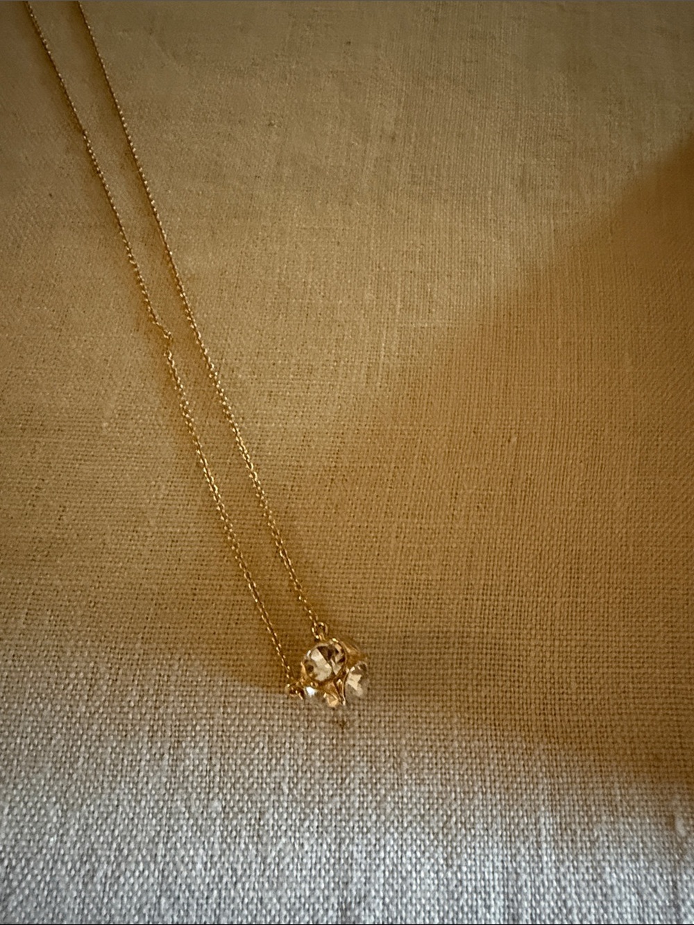 Kate Spade gold Necklace in Shiny Gold Tone w crystal ball pendant